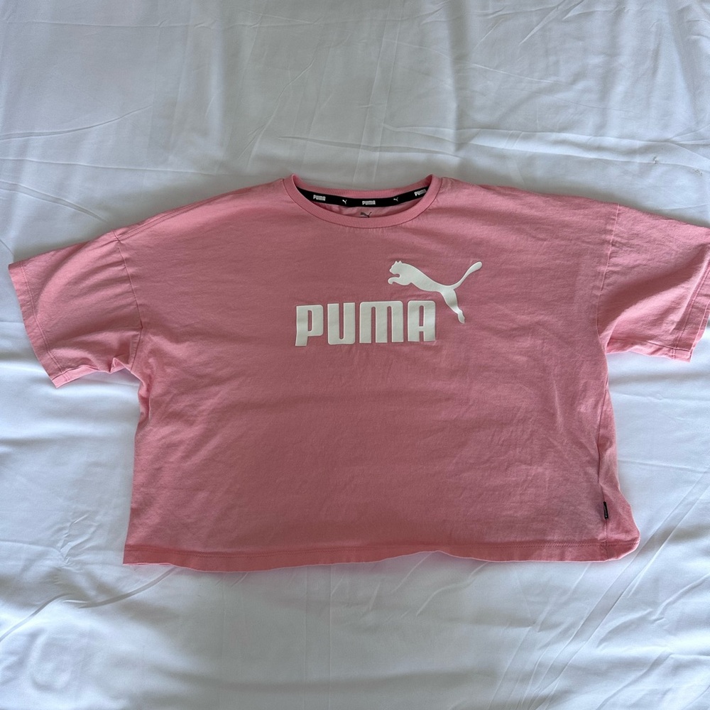 Puma Pink Short Sleeve Cropped Athletic‎ Tee Shirt Women's Medium